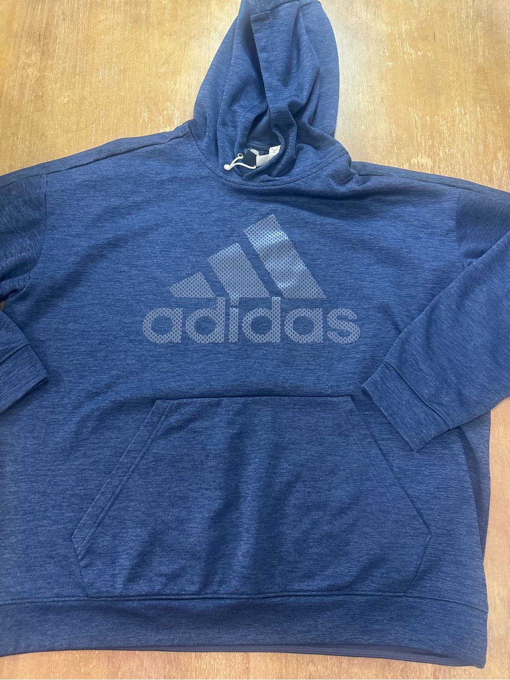 adidas Men's Navy Blue Pullover Hoodie with Logo